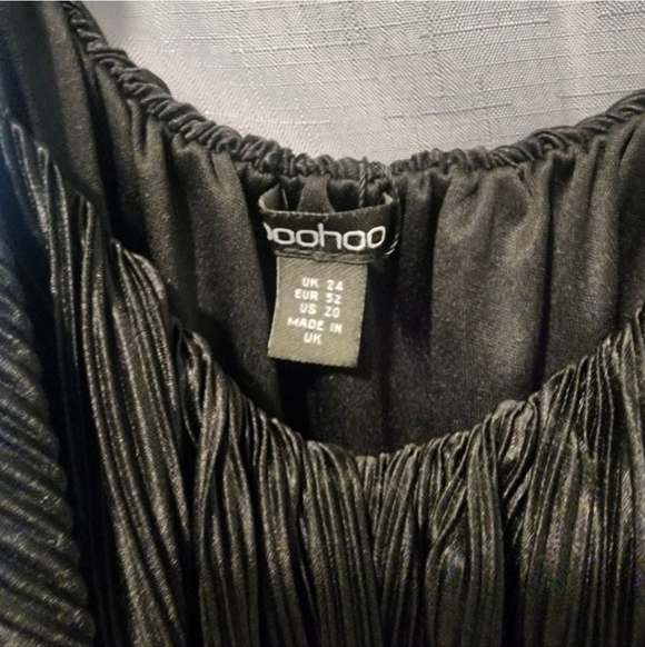 NWOT 20 BOOHOO PLISSE WIDE LEG JUMPSUIT BLACK - Picture 6 of 6
